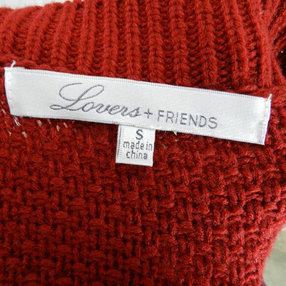 Lovers + Friends So Good Cable Knit Sweater Size S Red Pullover Jumper Chunky - Picture 7 of 9